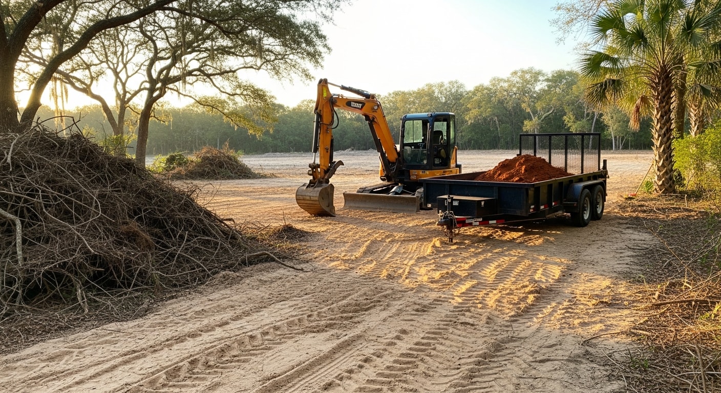 Cleared residential lot ready for construction