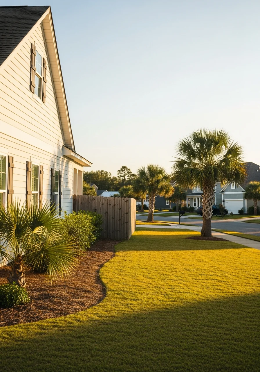 Close-up of a Little River home exterior with professional finishing and coastal character.