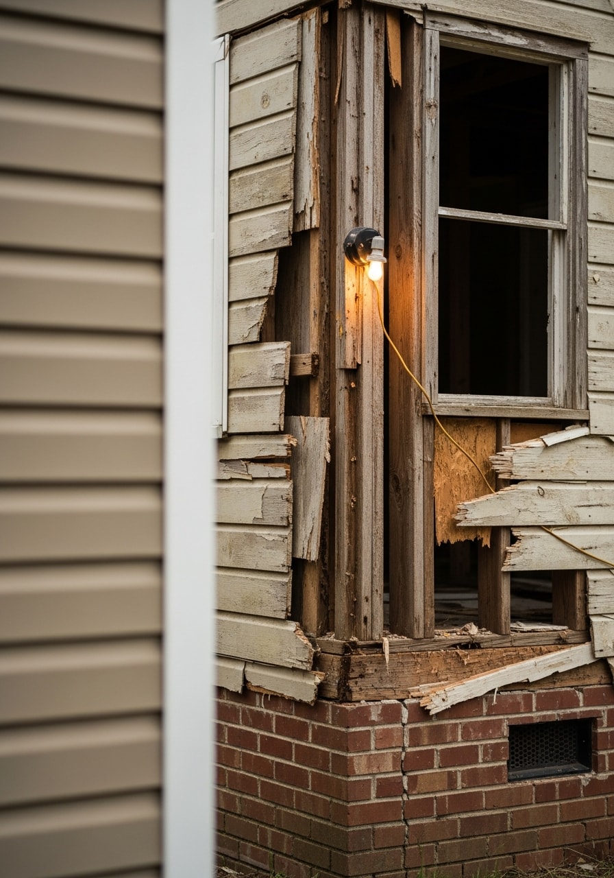Close-up of professional work on a Loris home exterior.