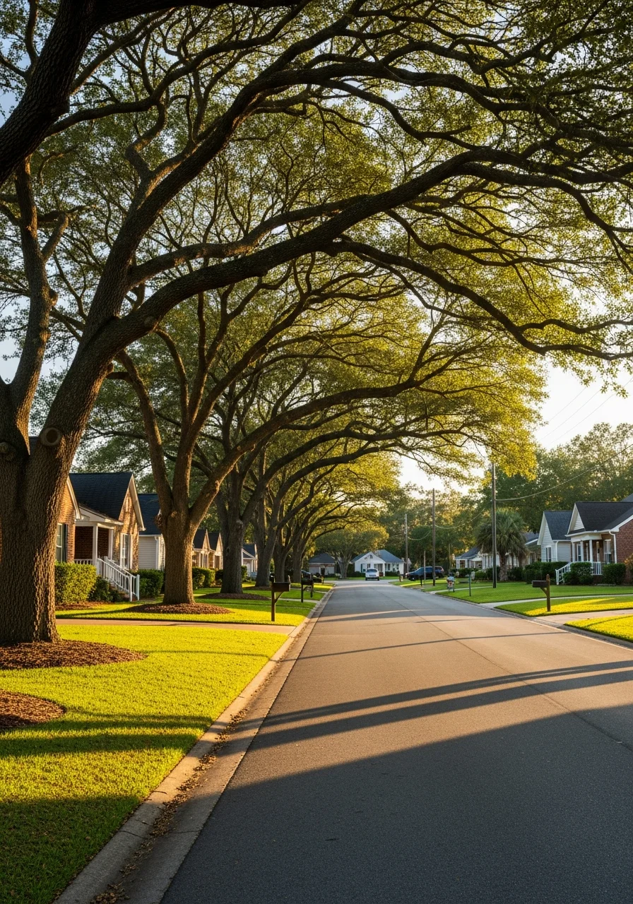 Residential neighborhood in Mullins with single-family homes and green yards
